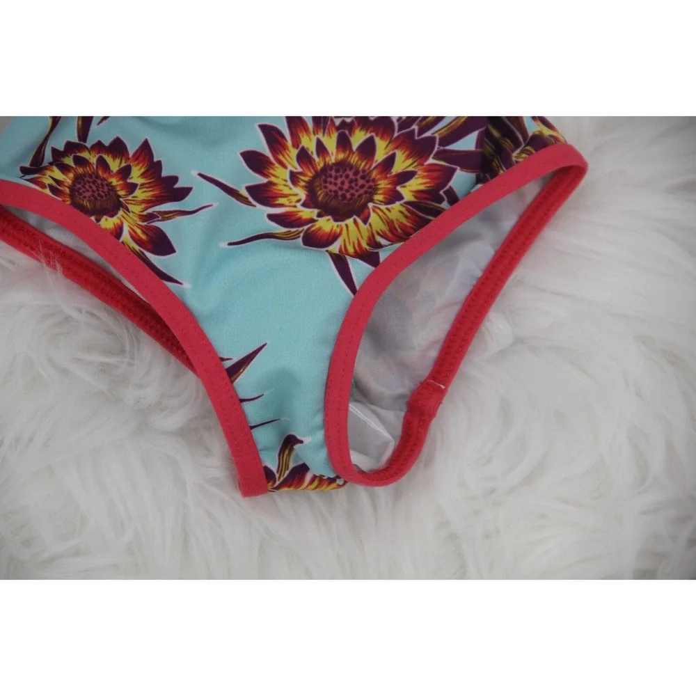 PATAGONIA Swimsuit Baby Girls 6-12M Aqua Pink Flower Tank Bathing 1 pc NWOT #44